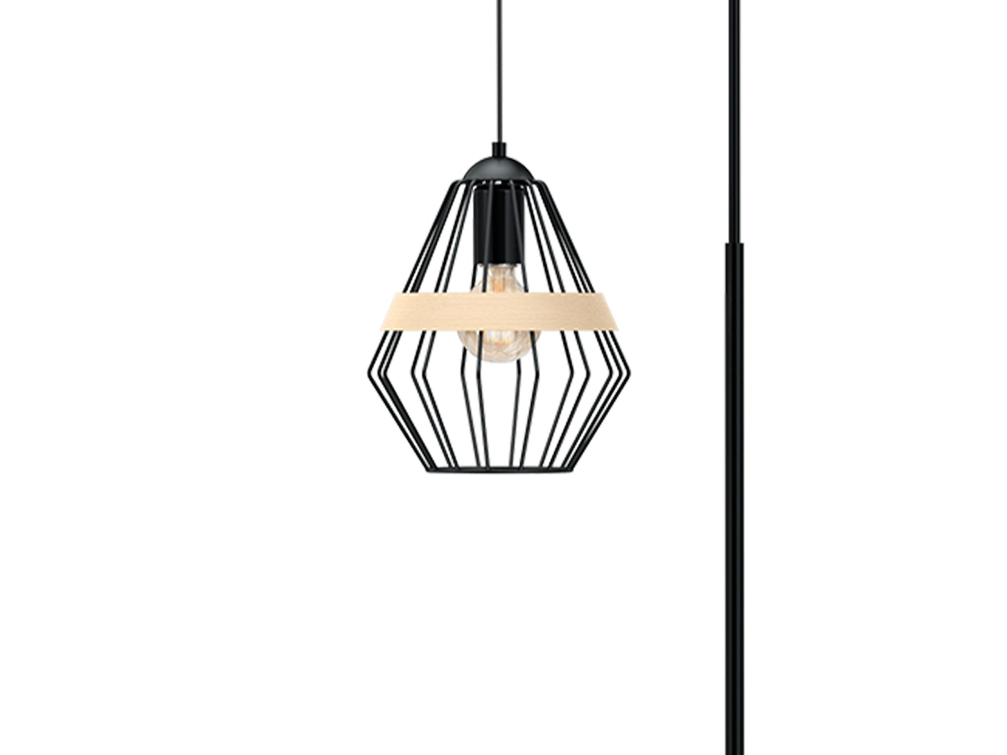 Lampa stojąca Zenevino zbliżenie czarnego ażurowego klosza