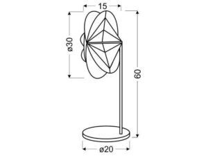 Miniaturka 1 - Lampa stołowa Alavora rysunek wymiarowy 60 cm i podstawa 20 cm