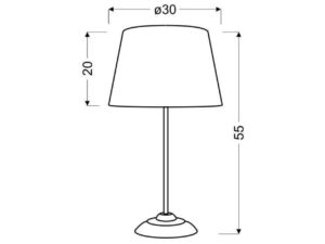 Miniaturka 1 - Lampa stołowa Aletano na rysunku wymiarowym o wysokości 55 cm