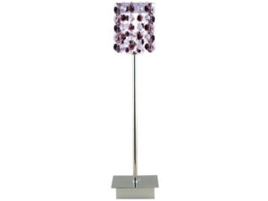 Miniaturka 1 - Lampa stołowa Alimena na chromowanej podstawie z burgundowymi kryształkami