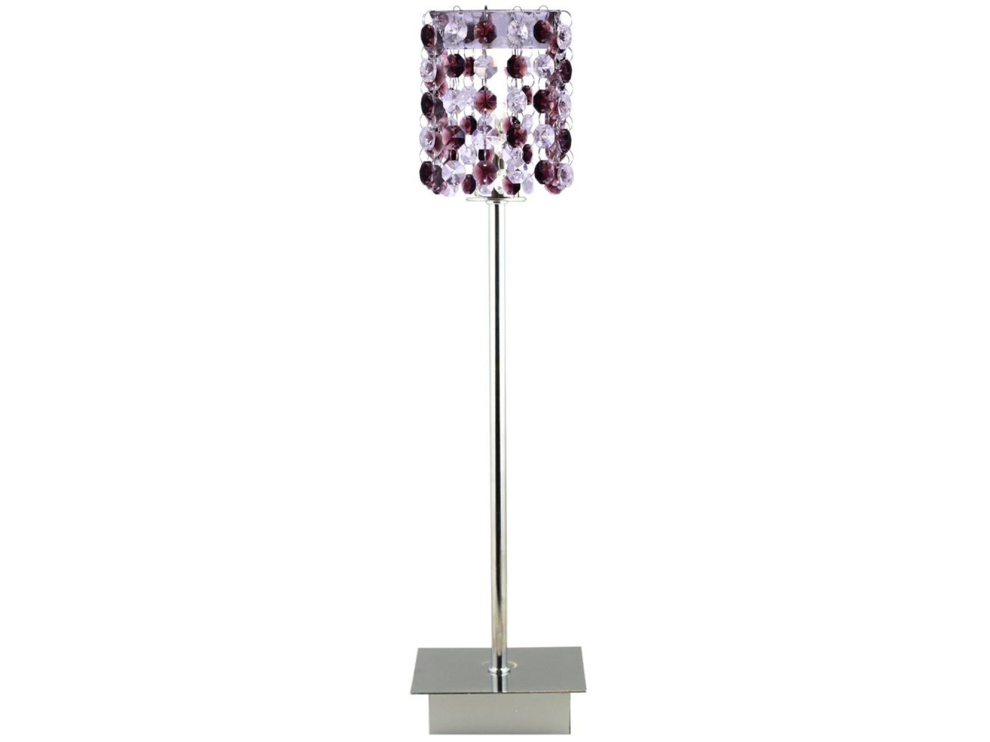 Burgundowa lampa stołowa Alimena z kryształkami i chromowaną podstawą