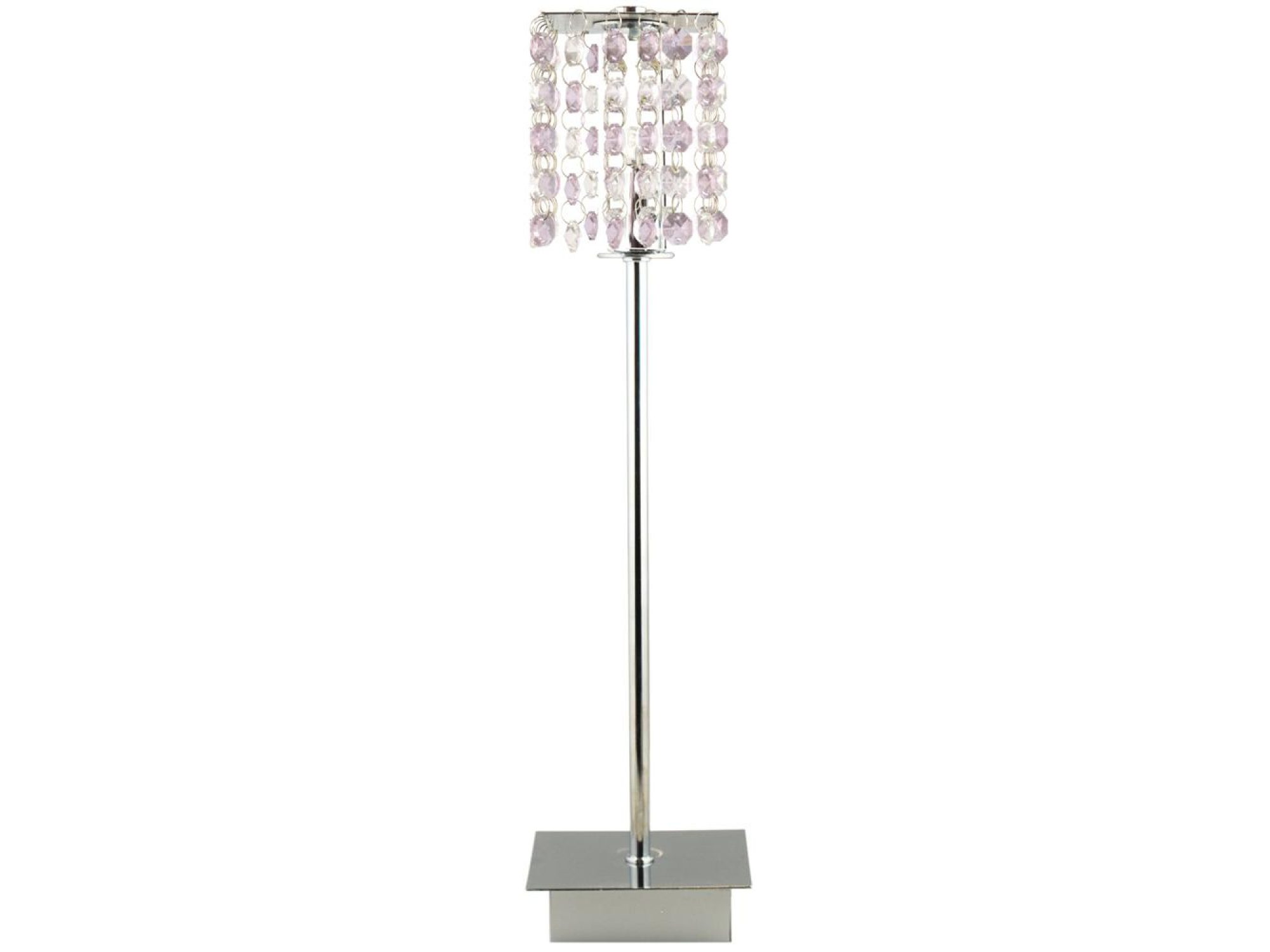 Fioletowa lampa stołowa Alimena z kryształkami i chromowaną podstawą