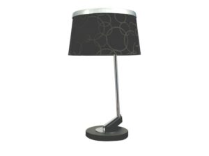 Miniaturka 4 - Czarna lampa stołowa Amelino z chromowanym ramieniem i abażurem w okręgi