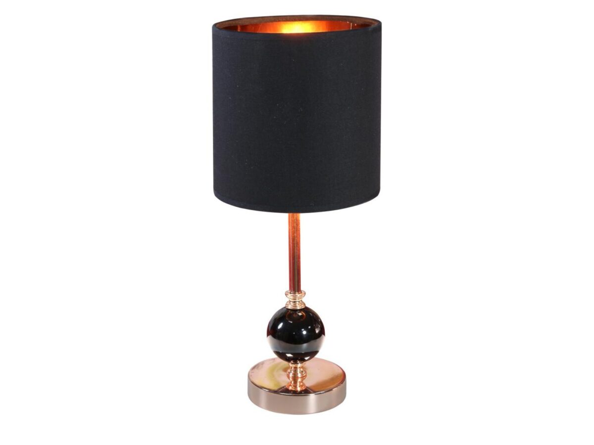Lampa stołowa Astava czarna z miedzianą podstawą 42 cm
