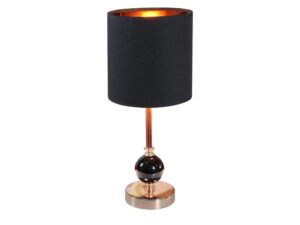 Miniaturka 2 - Lampa stołowa Astava z czarnym abażurem i miedzianą okrągłą podstawą