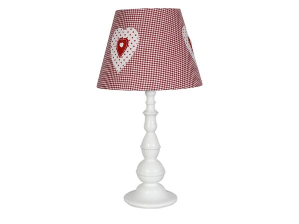 Różowa lampa stołowa Avidino z dekoracyjnym tkaninowym abażurem