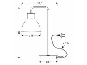Miniaturka 3 - Wymiary lampy stołowej Avosira 48 cm wysokości i 30,5 cm szerokości