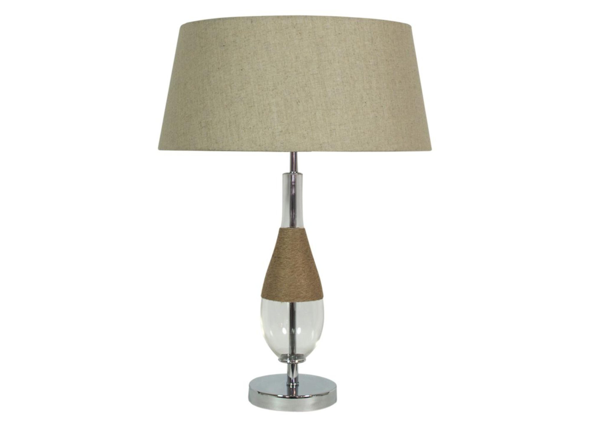 Lampa stołowa Baledia 61 cm z beżowym abażurem i szklaną podstawą