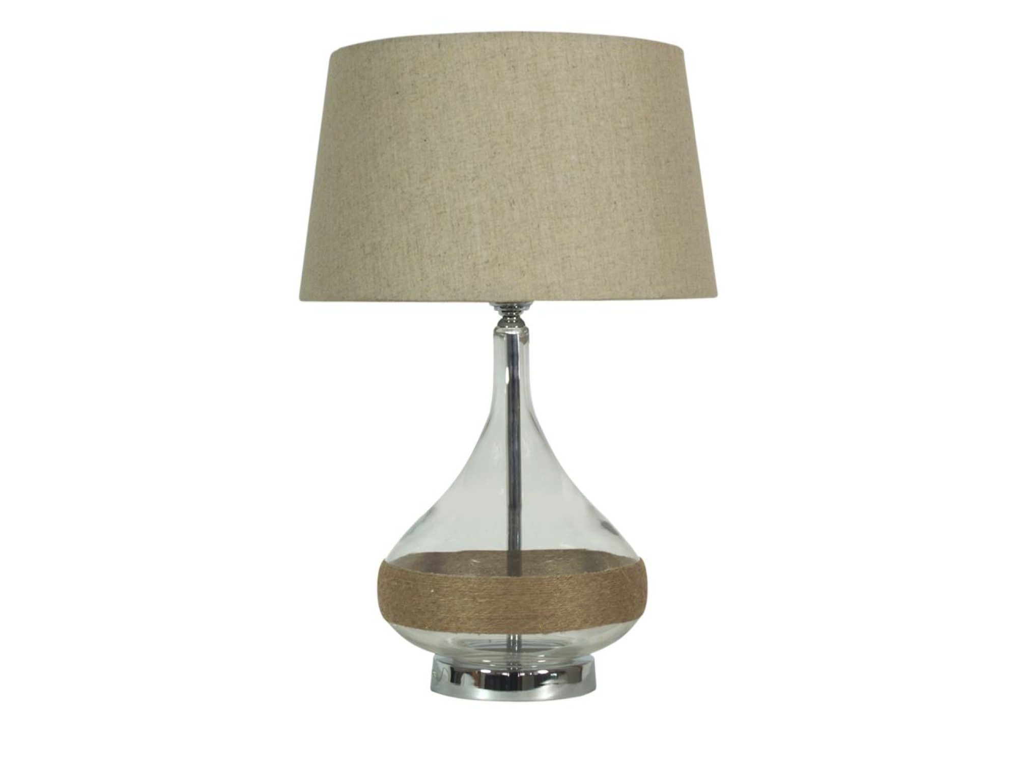 Lampa stołowa Baledia ze stożkową szklaną podstawą i beżowym abażurem