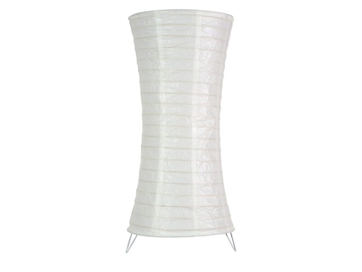 Lampa stołowa Baletio biała z papierowym abażurem 65 cm