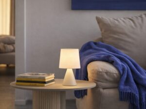 Miniaturka 1 - Lampa Beladeta z ceramicznym trzonem i beżowym abażurem