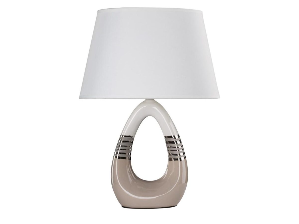 Lampa stołowa Belovina ceramiczna beżowo-biała E27
