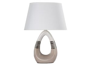 Miniaturka 2 - Lampa stołowa Belovina z beżowo-białą ceramiczną podstawą z otworem i białym abażurem