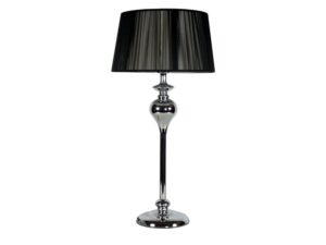 Miniaturka 1 - Lampa stołowa Beraveta z chromowaną smukłą podstawą i czarnym abażurem