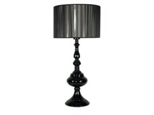 Miniaturka 2 - Lampa stołowa Beraveta z czarną ozdobną podstawą i czarnym abażurem