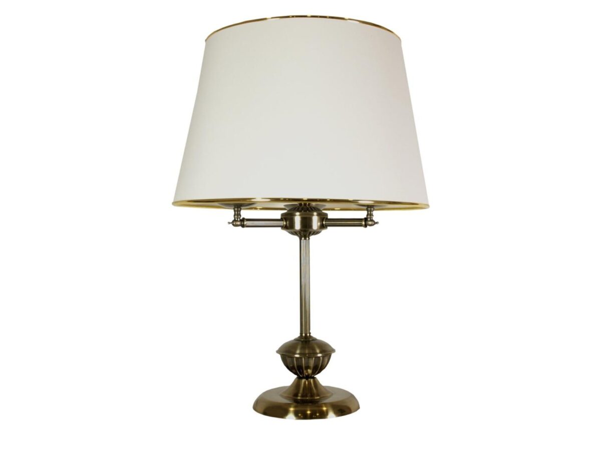 Lampa stołowa Berelano 49 cm patyna z białym abażurem
