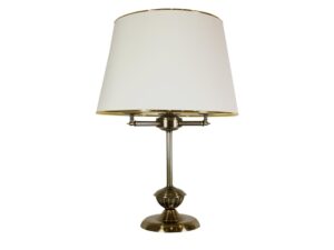Miniaturka 2 - Lampa stołowa Berelano patyna z białym stożkowym abażurem i metalową podstawą