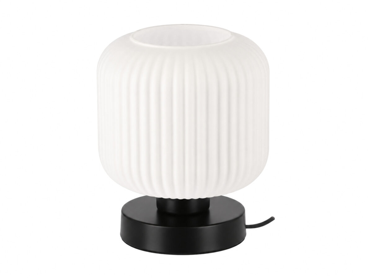 Lampa stołowa Calera E27 czarna z białym kloszem