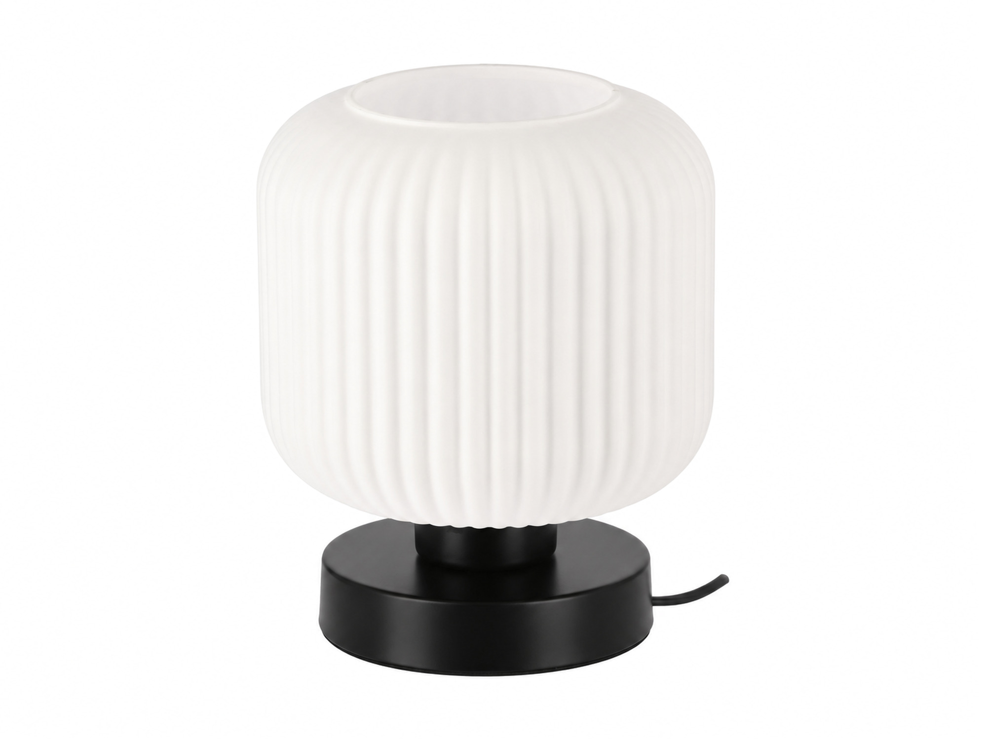 Lampa stołowa Calera z czarną podstawą i białym kloszem