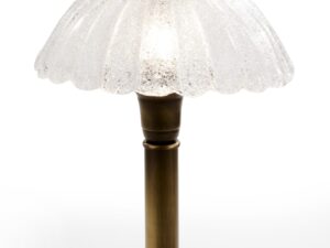 Miniaturka 1 - Lampa stołowa Carmen mosiądz patynowany, falowany szklany klosz