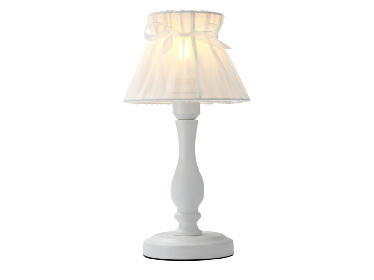 Lampa stołowa Celadano biała z abażurem z organzy 37,5 cm