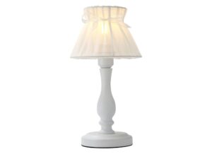 Miniaturka 3 - Lampa stołowa Celadano z białym abażurem z organzy i wstążką