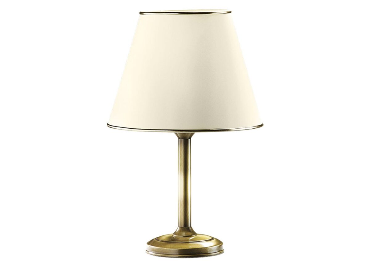 Lampa stołowa Classic z abażurem, mosiądz patynowany