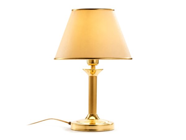 Lampa stołowa Classic z jasnym abażurem na białym tle