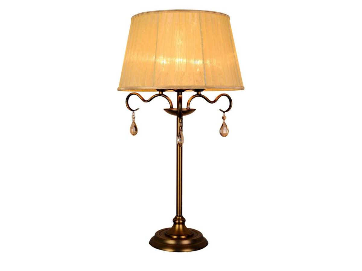 Lampa stołowa Coredira patyna z kremowym abażurem 70 cm