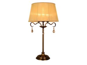 Miniaturka 2 - Lampa stołowa Coredira z patynowaną podstawą i kremowym abażurem