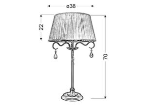 Miniaturka 1 - Rysunek wymiarowy lampy stołowej Coredira, wysokość 70 cm