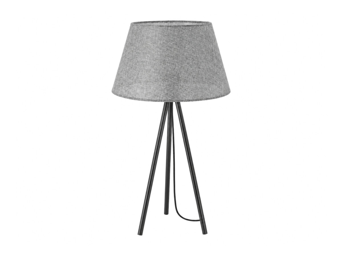 Lampa stołowa Corelano czarna z szarym abażurem 63 cm