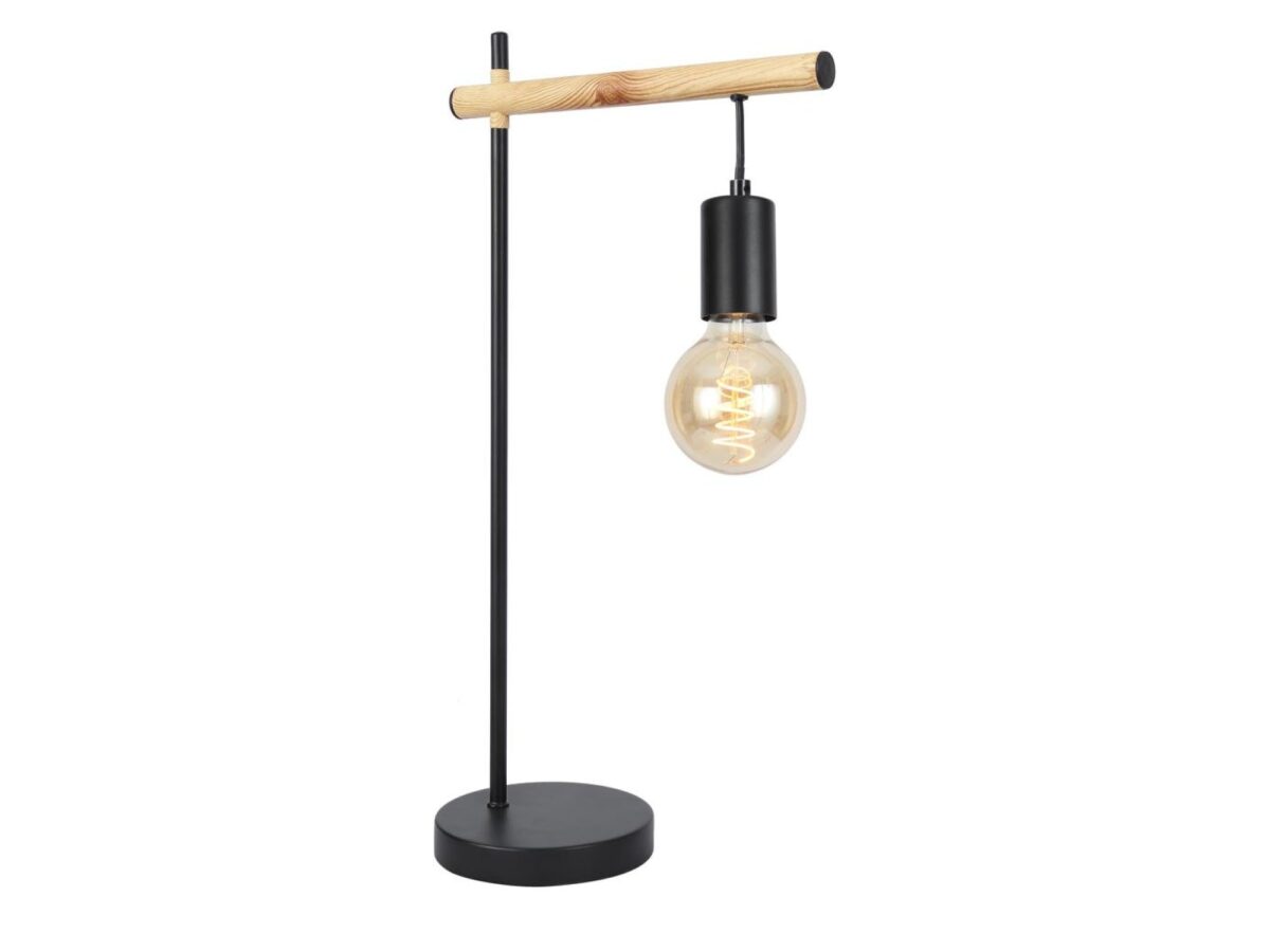 Lampa stołowa Dalomena czarna z jasnym ramieniem