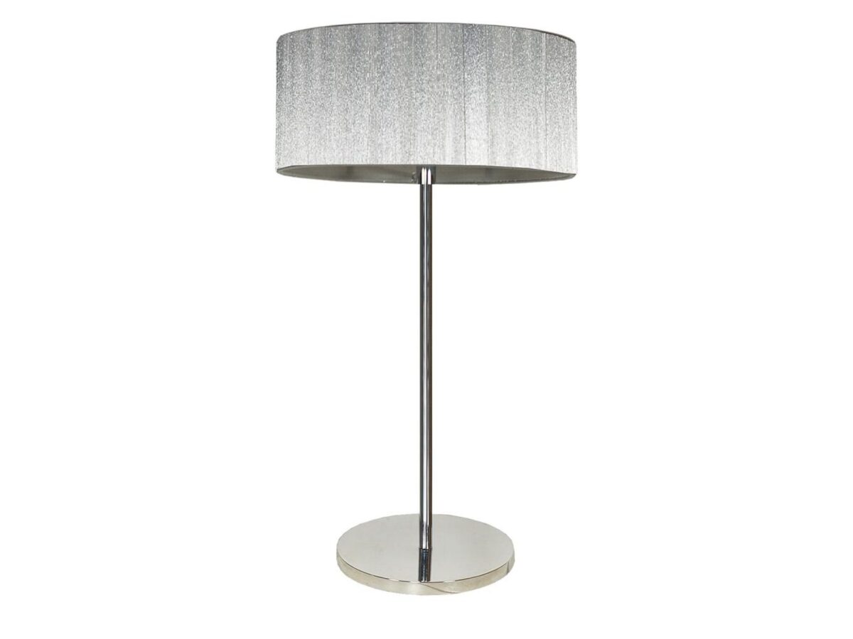 Lampa stołowa Dalorino srebrna z abażurem 46 cm