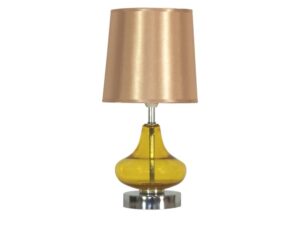 Miniaturka 3 - Lampa stołowa Delatio bursztynowa z satynowym abażurem