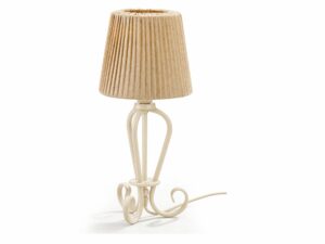 Miniaturka 5 - Piaskowa lampa stołowa Elpis z ozdobnymi zakręconymi ramionami