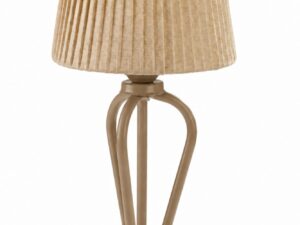 Miniaturka 1 - Lampa stołowa Elpis w szarobeżowym kolorze z plisowanym abażurem