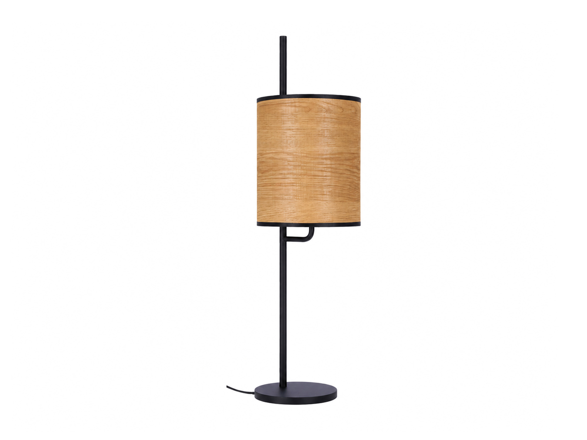 Lampa stołowa Emeneta czarna z abażurem orzechowym