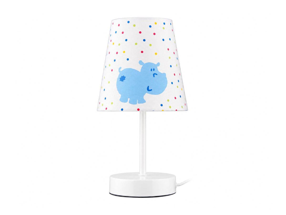 Lampa stołowa Emesora niebieski hipopotam do pokoju dziecka