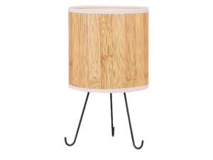 Miniaturka 4 - Lampa stołowa Emirela z czarnymi metalowymi nóżkami i abażurem w dekorze sosny