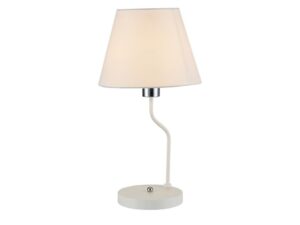 Miniaturka 2 - Lampa stołowa Evadia z białym abażurem na białej podstawie