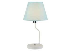 Miniaturka 6 - Lampa stołowa Evadia z niebieskim abażurem na białej podstawie