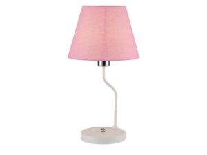 Miniaturka 1 - Lampa stołowa Evadia z różowym abażurem na białej podstawie