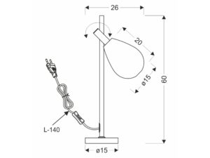Miniaturka 4 - Lampa stołowa Evorena rysunek wymiarowy 60 cm