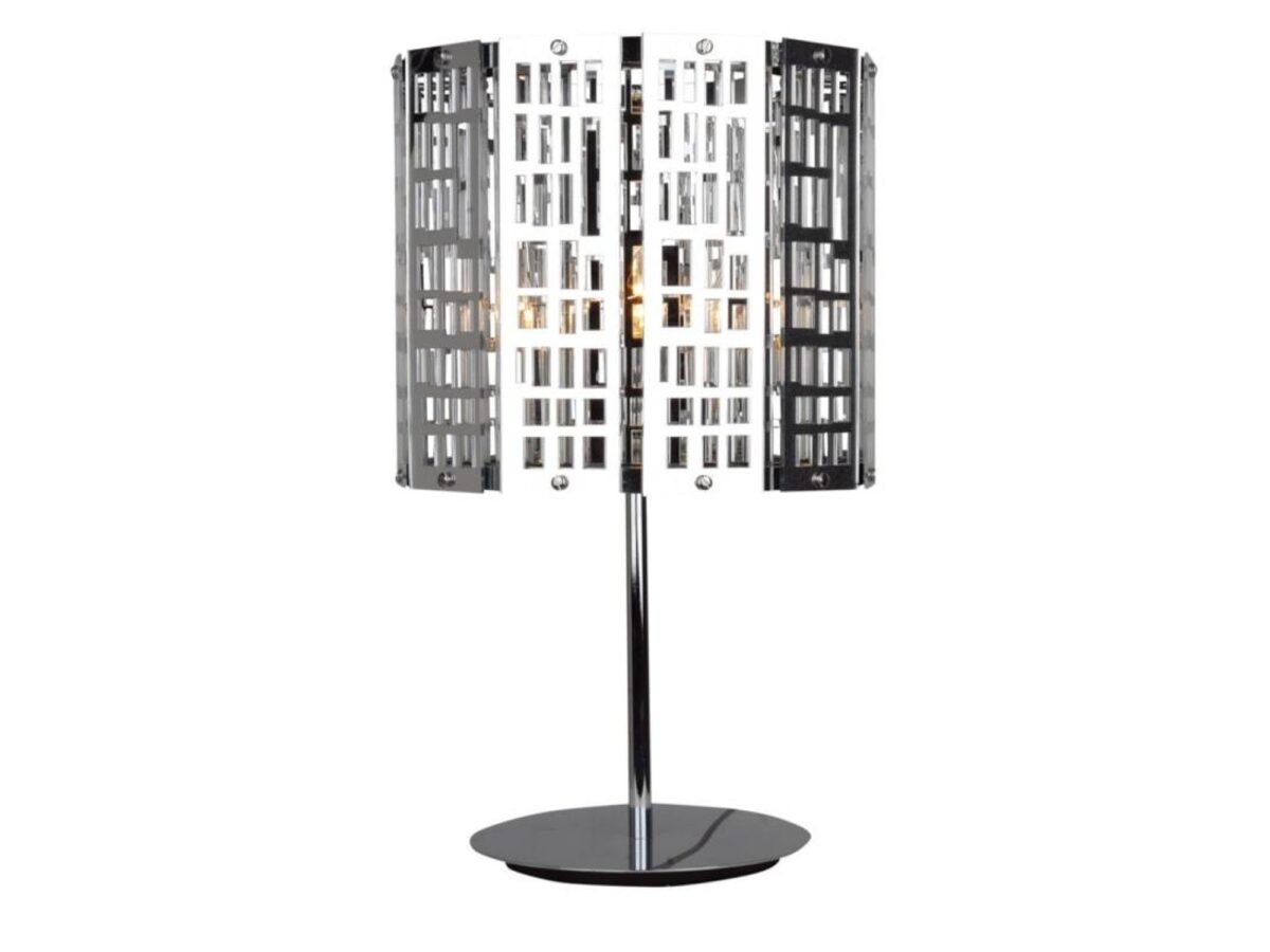 Lampa stołowa Felavona ażurowa metalowa chrom 51 cm E27