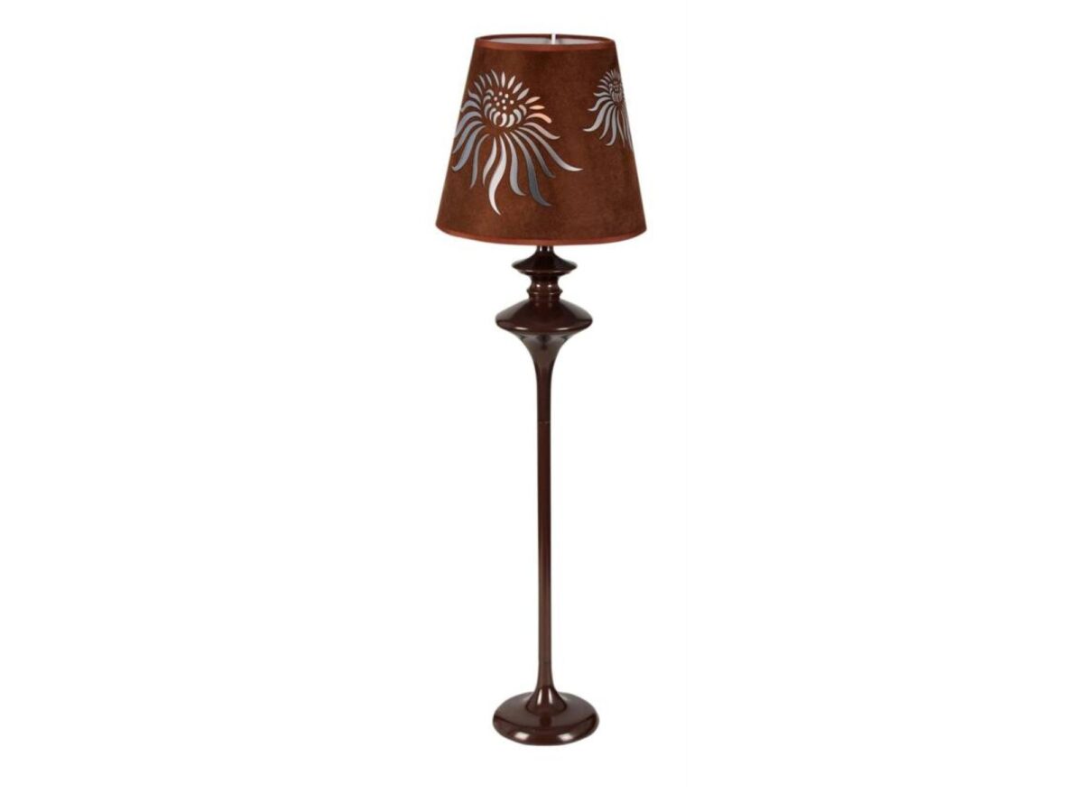 Lampa stołowa Feliro brązowa z welurowym abażurem 57 cm
