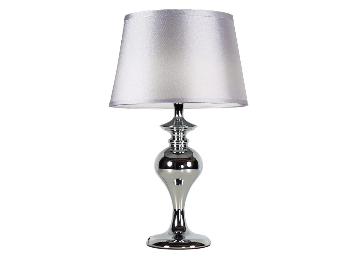 Lampa stołowa Fenetano z ażurowym srebrnym abażurem 40 cm