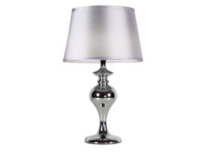 Miniaturka 3 - Lampa stołowa Fenetano z chromowaną podstawą i srebrnym ażurowym abażurem