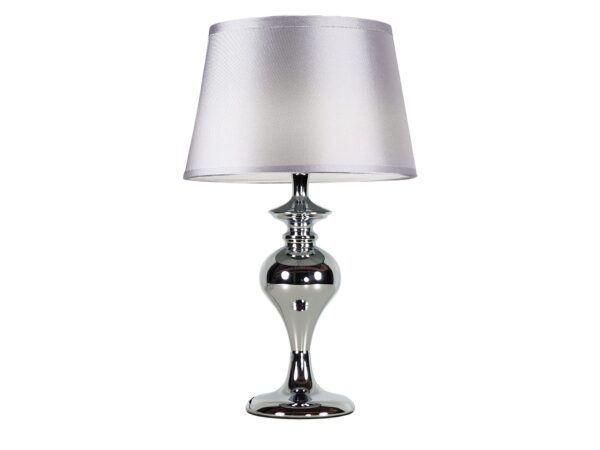 Lampa stołowa Fenetano z chromowaną podstawą i srebrnym ażurowym abażurem