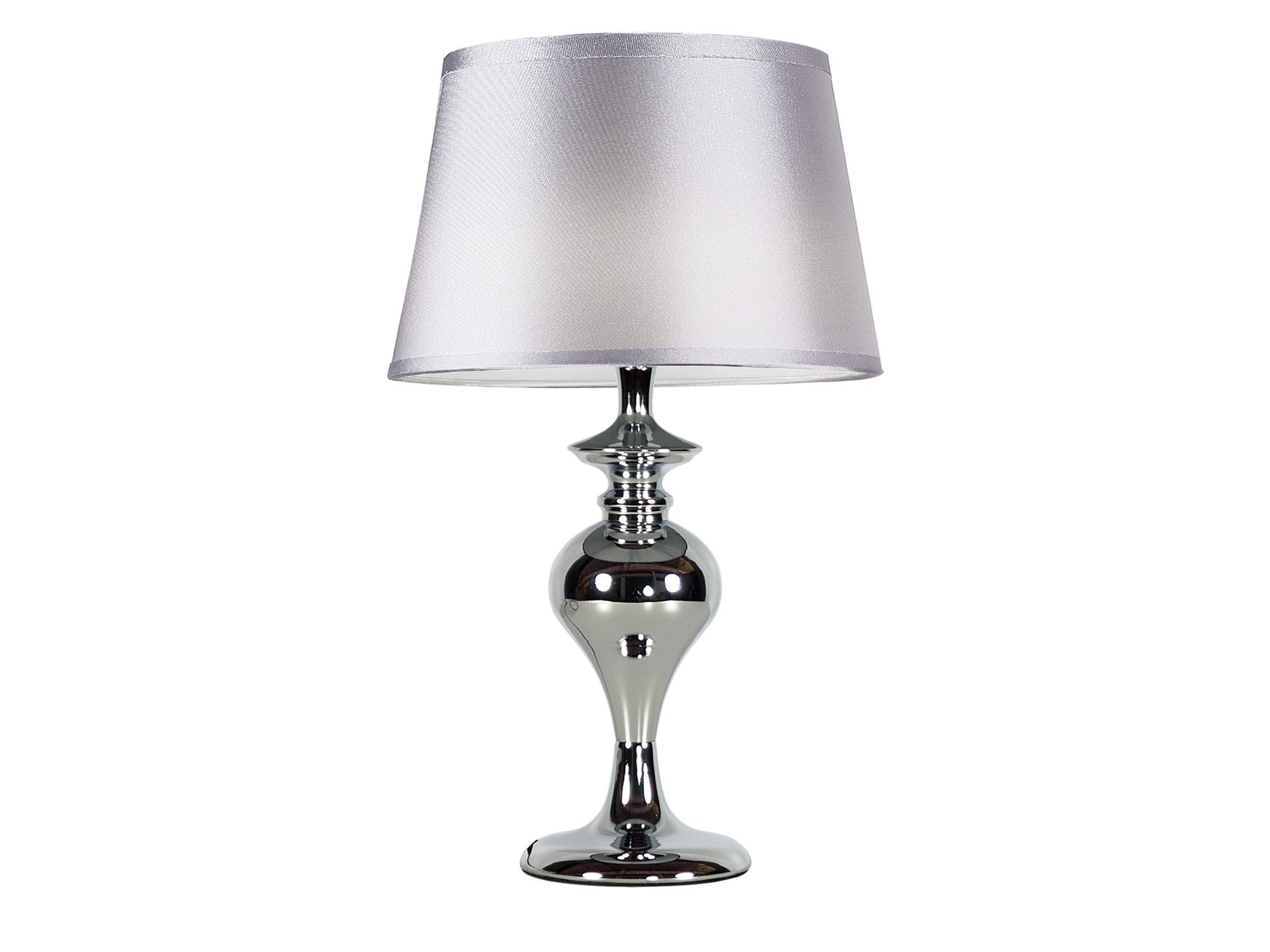 Lampa stołowa Fenetano z chromowaną podstawą i srebrnym ażurowym abażurem